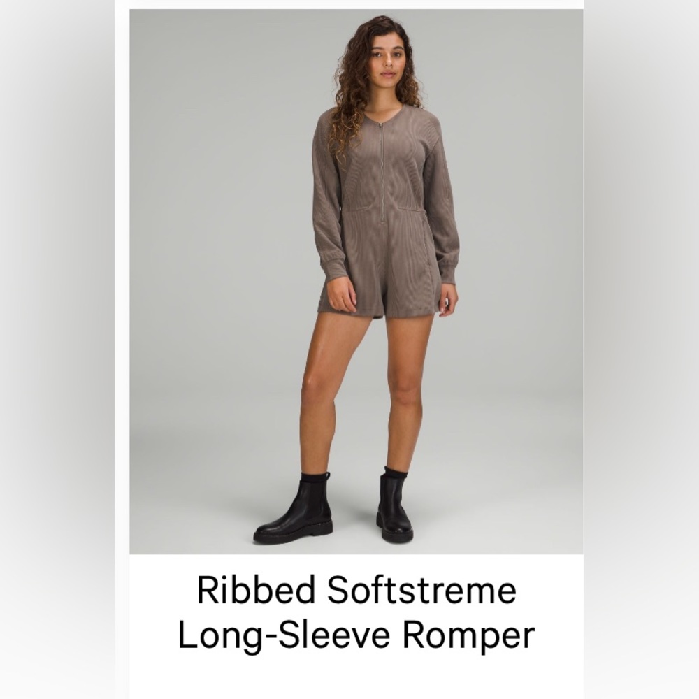 Lululemon Ribbed Softstreme Long Sleeve Romper in Nomad - sz 4,